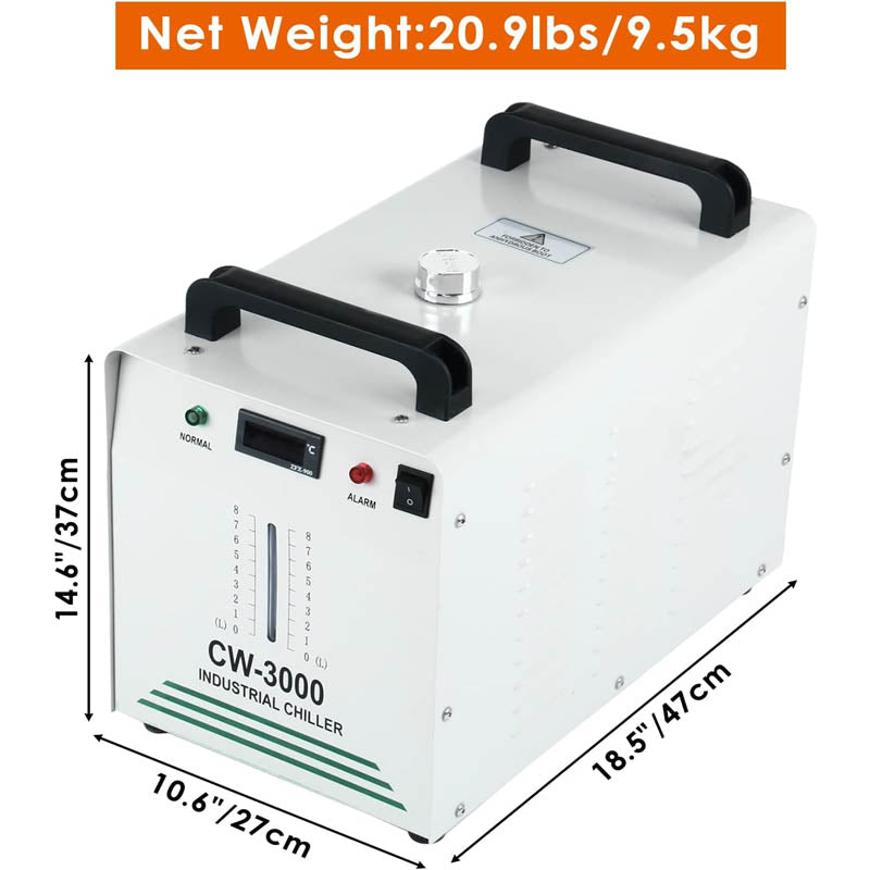 Air-Cooled Industrial Chiller CW-3000 Water Chiller 110V 8L Industrial Water Chiller for 60W 80W Laser Engraving Machine