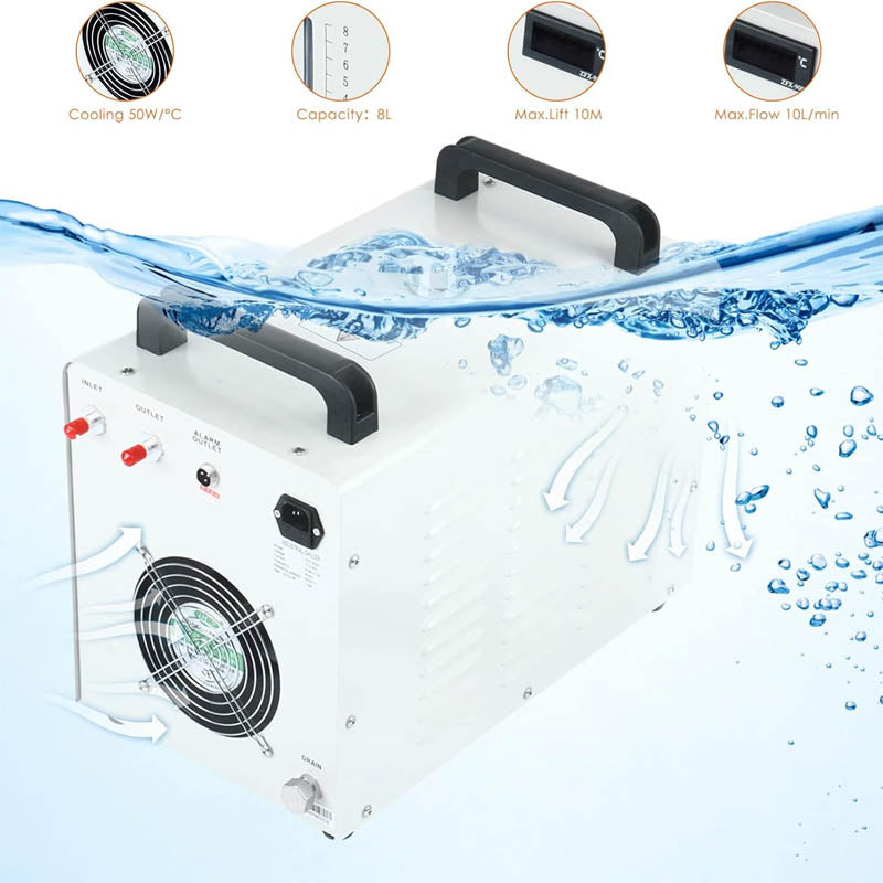 Air-Cooled Industrial Chiller CW-3000 Water Chiller 110V 8L Industrial Water Chiller for 60W 80W Laser Engraving Machine