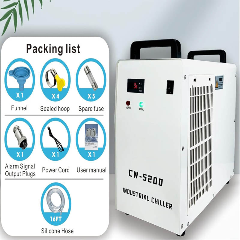 Air-Cooled Industrial Chiller 7L 0.9HP 5475btu/h 4.22gpm Water Cooling System for 40w-150w CO2 Laser Engraving & Cutting