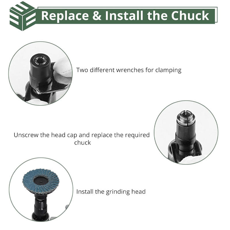 Pneumatic Wind Mill, Engraving Grinder, Rust Remover, Polishing Color Set Chuck 1/4