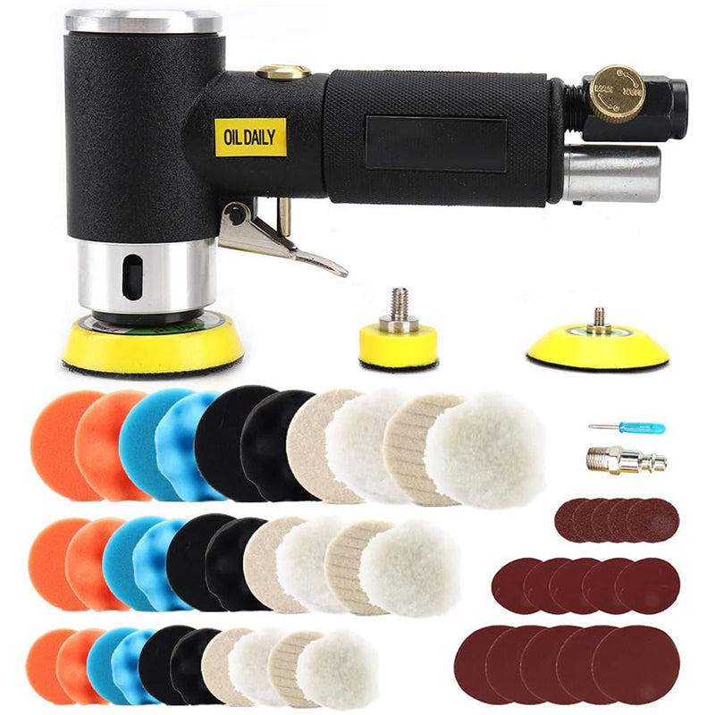 48Pcs 1'' 2'' 3'' Mini Random Orbital Air Sander Kit High Speed Mini Pneumatic Sander Polisher for Auto Body Work