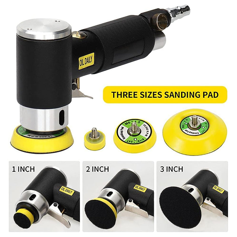 48Pcs 1'' 2'' 3'' Mini Random Orbital Air Sander Kit High Speed Mini Pneumatic Sander Polisher for Auto Body Work