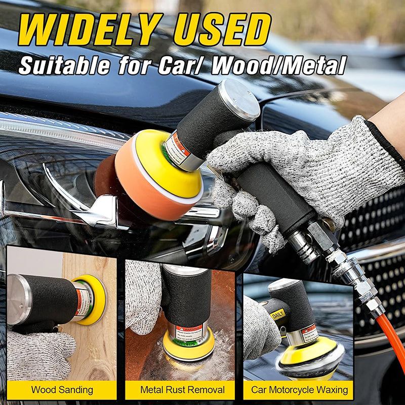 48Pcs 1'' 2'' 3'' Mini Random Orbital Air Sander Kit High Speed Mini Pneumatic Sander Polisher for Auto Body Work