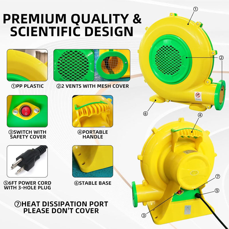 950W Air Blower Inflatable Blower for Spray Booth Bouncy Castle Jumper Water Slid Blower Corded