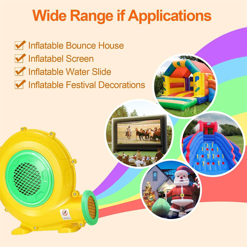 370W 0.5HP Air Blower Commercial Air Blower Double-sided Fan Blade for Small Bouncy Castle Jump Slides Inflatable Arch