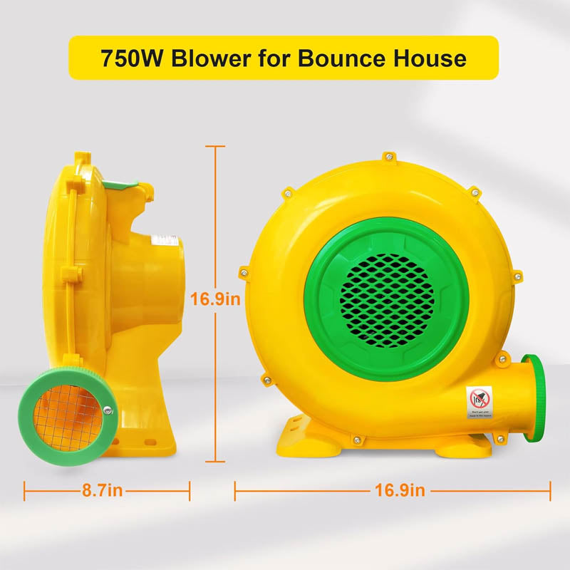 Air Blower 750W Bounce House Blower for Inflatable Water Slide Commercial Bubble House, Bouncy Castle, Indoor & Outdoor