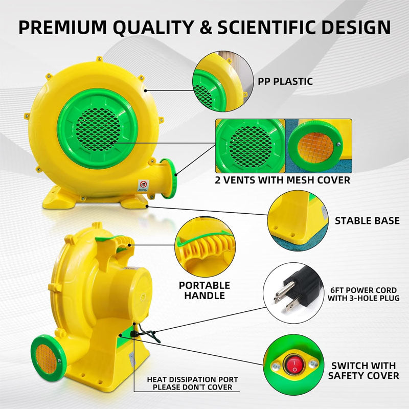 Air Blower 480W 0.64HP Bounce House Blower for Inflatable Bounce House Bouncy Castle Jumper Water Slid Blower Corded