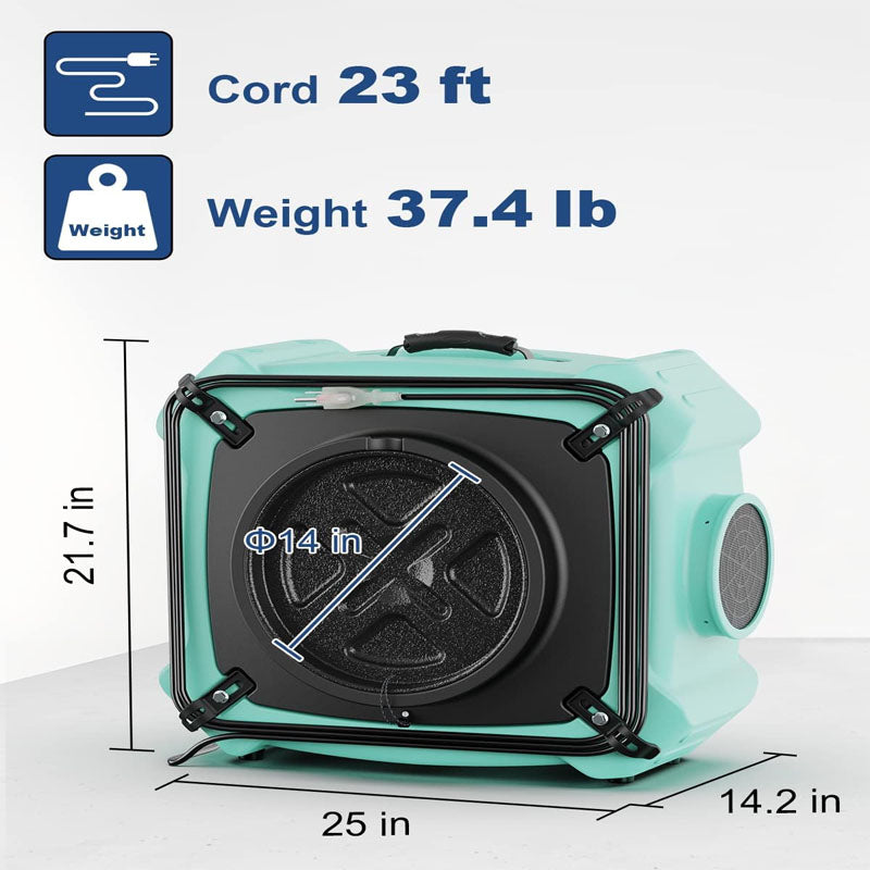 Air Scrubber with 3-Stage Filtration Stackable Negative Air Machine 770 CFM for Home, Industrial and Commercial Use Green