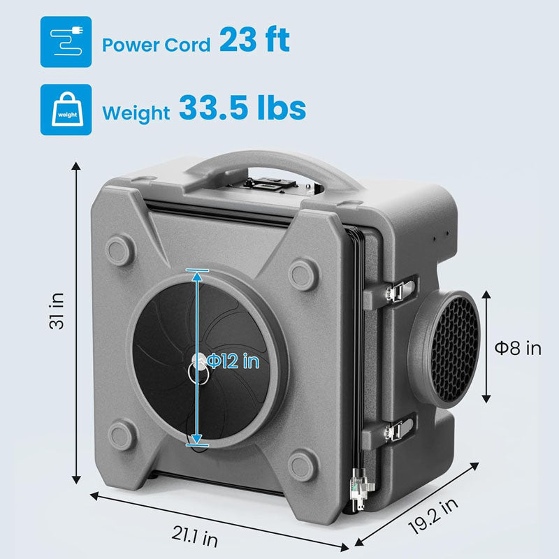 Air Scrubber Stackable Negative Air Machine 550 CFM for Home, Industrial and Commercial Use