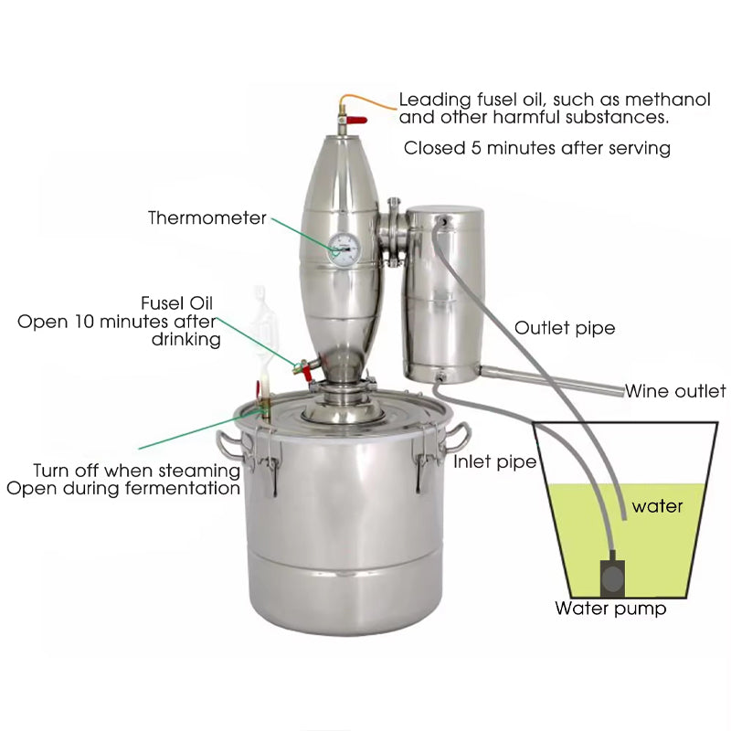 304 Brewing Equipment, 50l 13.2gal Small Alcohol Household Distiller, Brandy Spirit Distiller