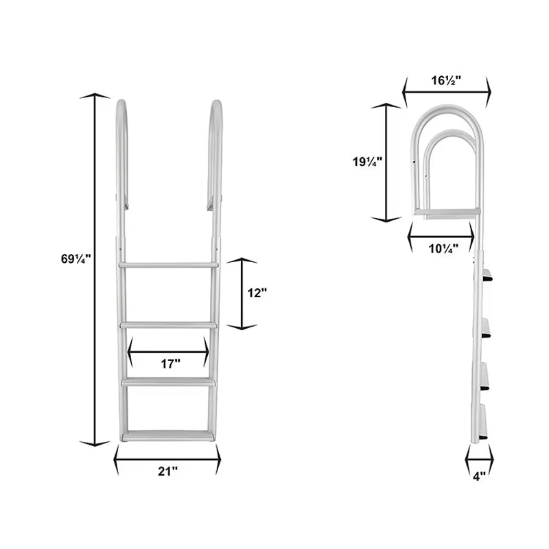 Factory Supply 4 Steps Aluminum Inground Pool Boarding Boat Dock Ladder
