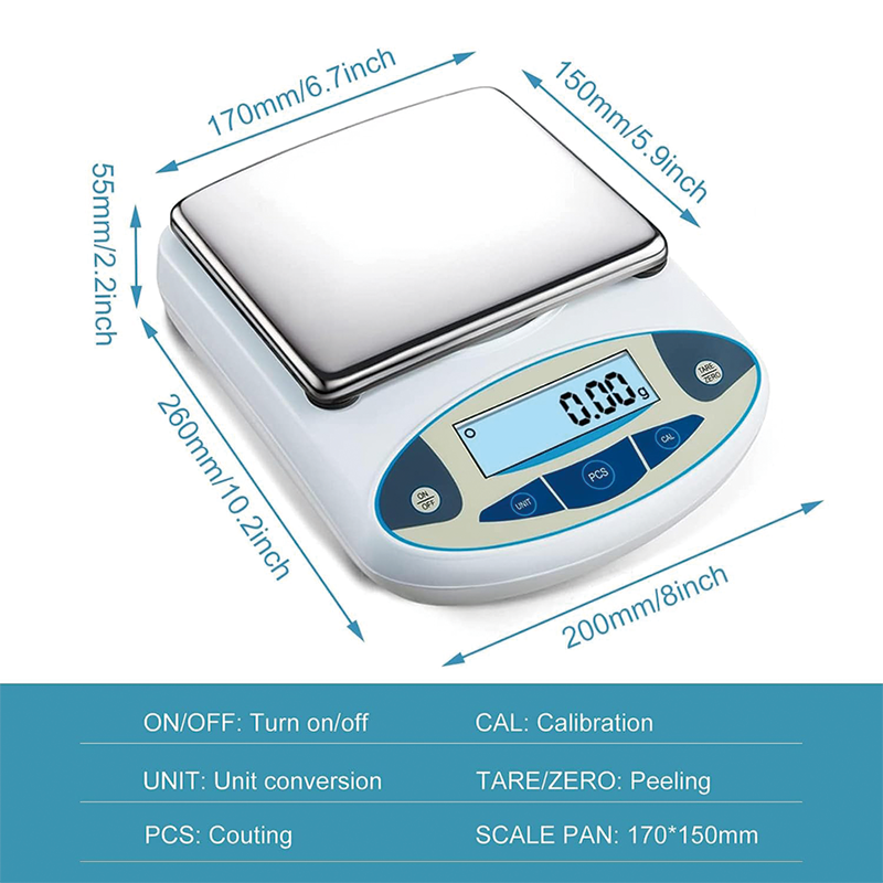 Analytical Balance, 5000g x 0.01g High Precision Electronic Analytical Balance, 6.7'' Laboratory Precision Scale Digital Kitchen Balance