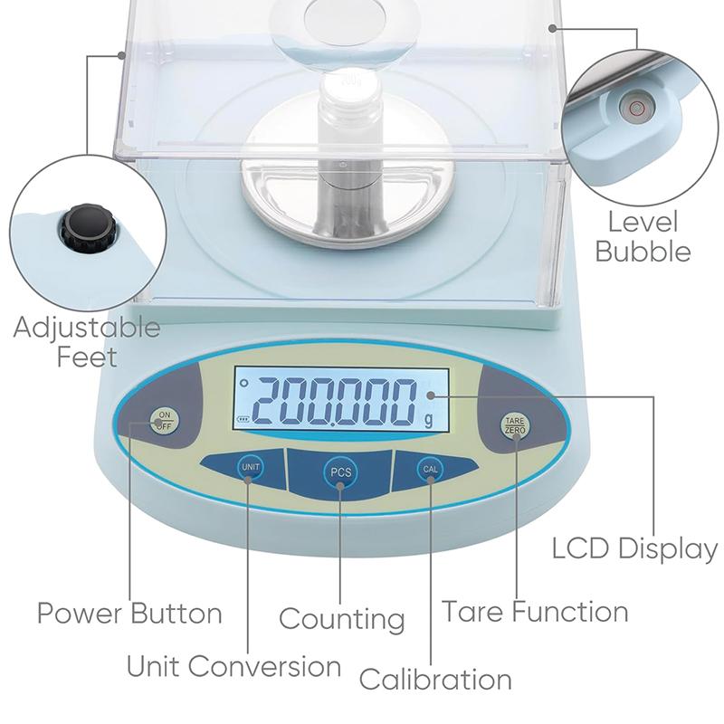 Lab Scale Analytical Balance, 500gx0.001g High Precision Lab Analytical Balance with Calibration Weight, Accurate Scientific Laboratory Electronic Scale
