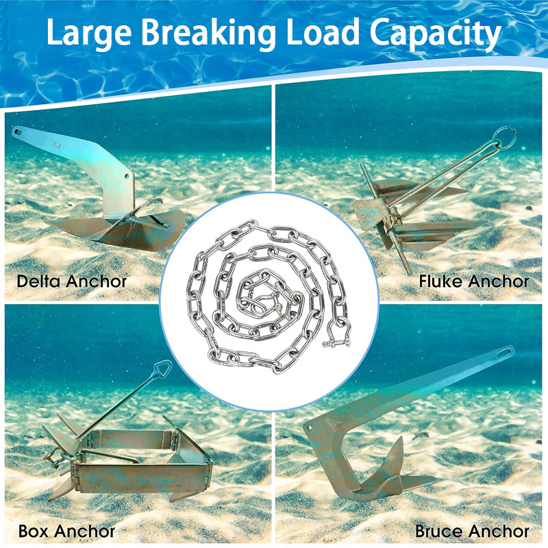 Boat Anchor Chain, 316 Stainless Steel Marine Grade Anchor Chain With Double Locking Ring Buckle, Suitable For Different Anchors