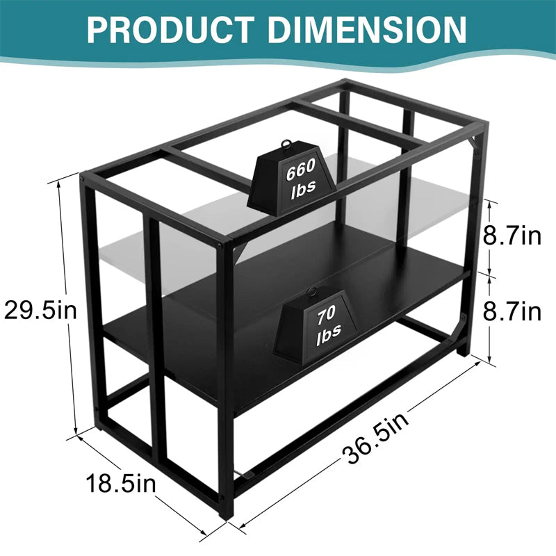 40 Gallon Aquarium Stand - Adjustable Fish Tank Stand, Heavy Duty Metal Reptile Tank Stand For Accessories Storage
