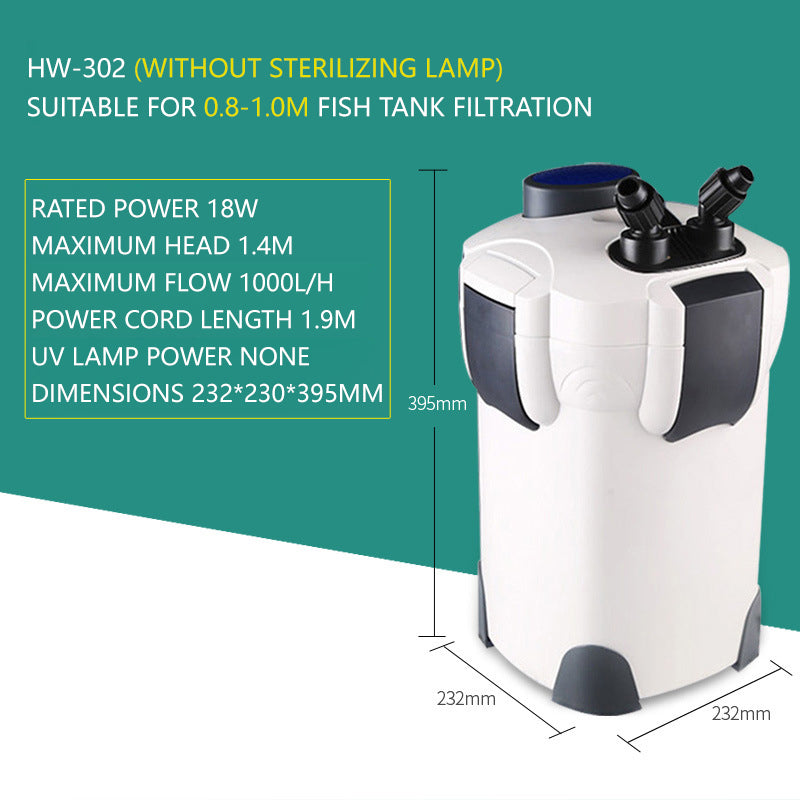 Fish Tank Cylinder Filter Bucket Hw302 External Filter Aquarium Germicidal Lamp Clean Water Algae