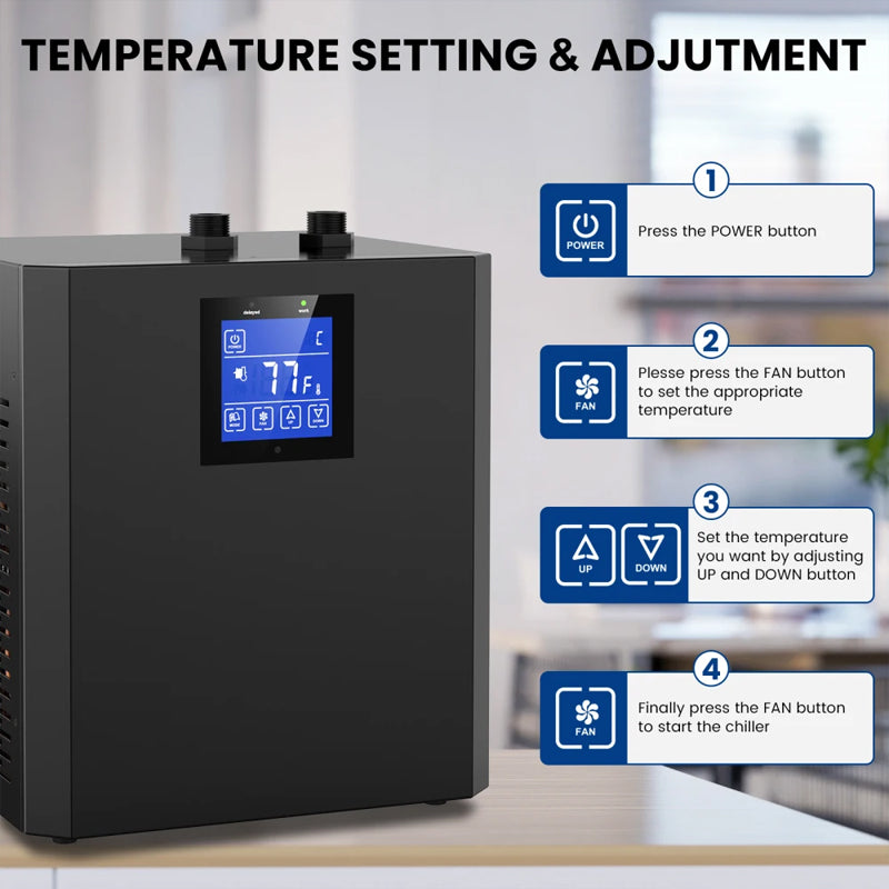 Aquarium Chiller 79Gal 1/3 Hp Water Chiller For Hydroponics System Home Use Axolotl Fish Coral Shrimp 110V With Pump And Pipe