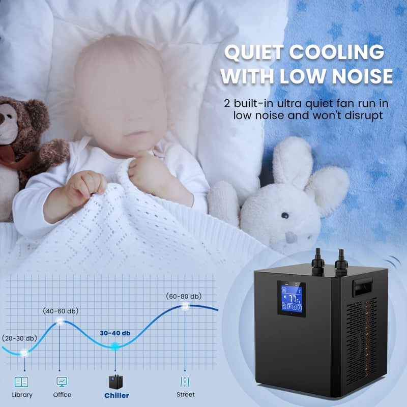 Aquarium Chiller 79Gal 1/3 Hp Water Chiller For Hydroponics System Home Use Axolotl Fish Coral Shrimp 110V With Pump And Pipe