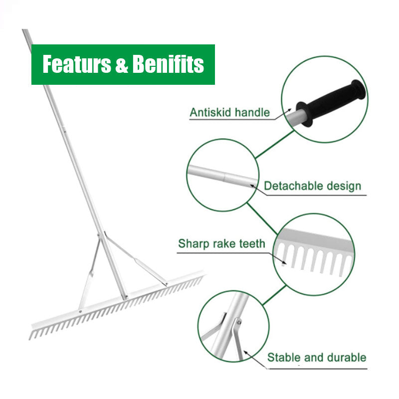 Aluminum Landscape Rake, Leaf Rake, Grass Rake, Soil Rake, Lake Rake, Garden Farm Tools