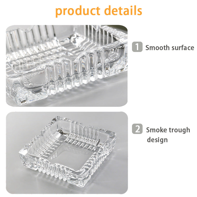 Thick And Transparent Square Glass Ashtray, Creative Crystal Glass Ashtray, Hotel And Household Ashtray