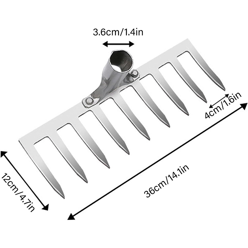 Asphalt Rake 9 Teeth Multifunctional Garden Hand Rake Gardening Tools Mini Hand Cultivator Heavy Duty Carbon Steel Garden Rakes