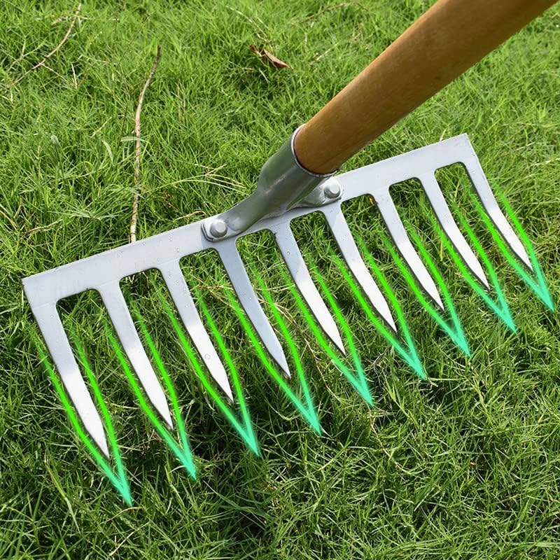 Asphalt Rake 9 Teeth Multifunctional Garden Hand Rake Gardening Tools Mini Hand Cultivator Heavy Duty Carbon Steel Garden Rakes