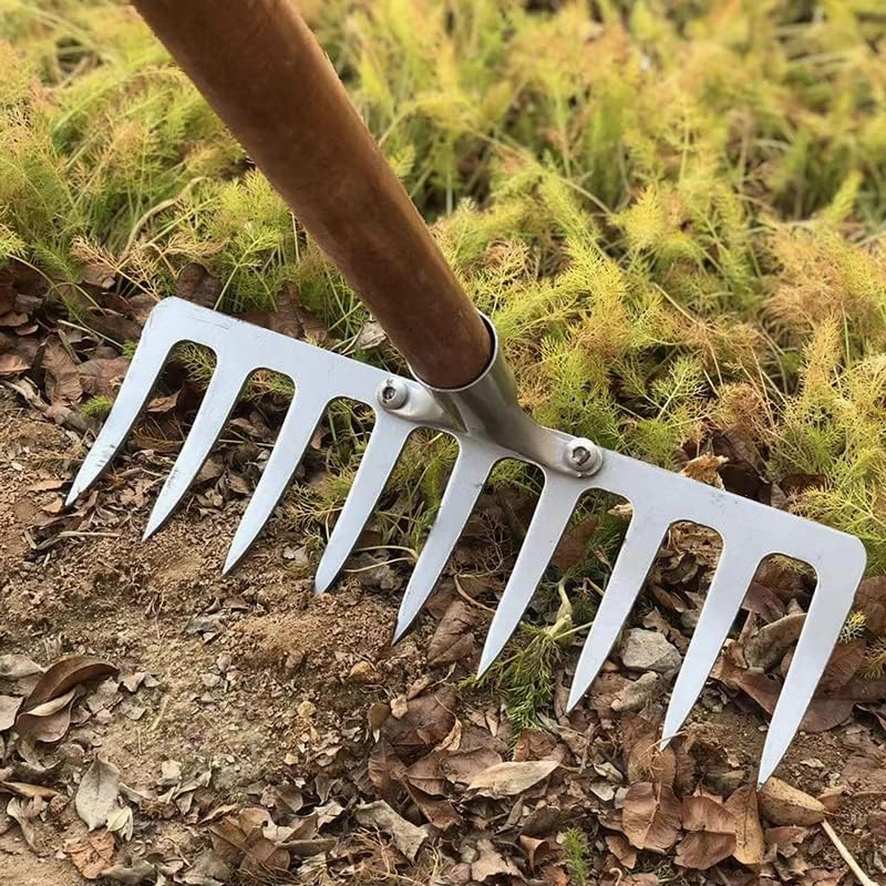 Asphalt Rake 9 Teeth Multifunctional Garden Hand Rake Gardening Tools Mini Hand Cultivator Heavy Duty Carbon Steel Garden Rakes
