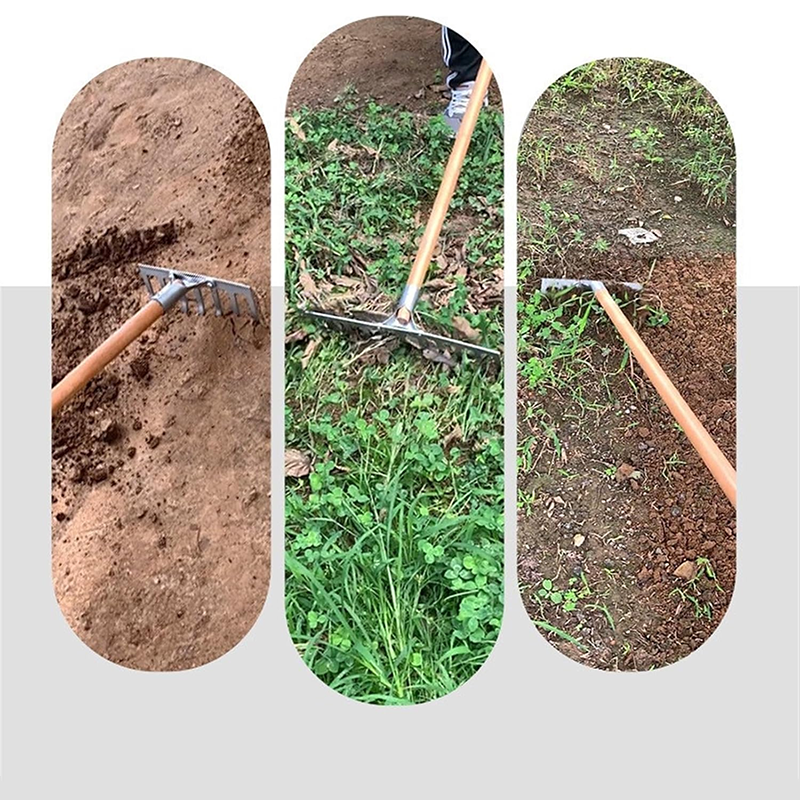 Asphalt Rake 4 Teeth Multifunctional Garden Hand Rake Gardening Tools Mini Hand Cultivator Heavy Duty Carbon Steel Garden Rakes