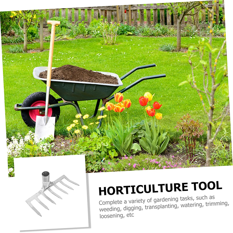 Asphalt Rake 7 Teeth Multifunctional Garden Hand Rake Gardening Tools Mini Hand Cultivator Heavy Duty Carbon Steel Garden Rakes