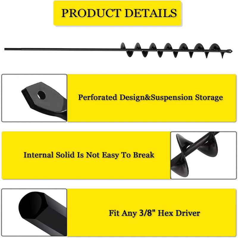 2 x32“ Auger Drill Bit for Planting Garden Drill Auger for Planting Bulbs for 3/8" Hex Drive Drill