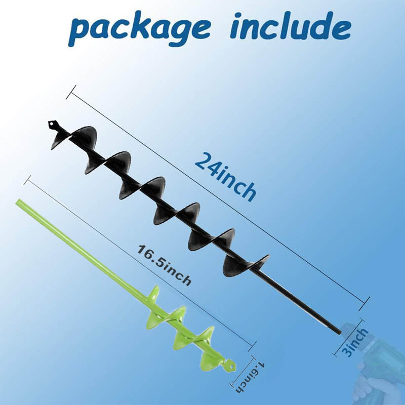 Auger Drill Bit 3x24 & 1.6x16.5 Inch for Planting and Post Hole Digging Solid Shaft Hex Driver Drill