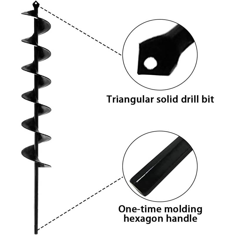 Auger Drill Bit 3x24 & 1.6x16.5 Inch for Planting and Post Hole Digging Solid Shaft Hex Driver Drill