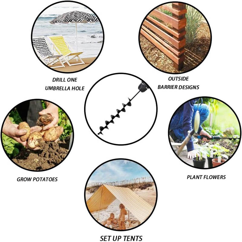 Auger Drill Bit 3x24 & 1.6x16.5 Inch for Planting and Post Hole Digging Solid Shaft Hex Driver Drill