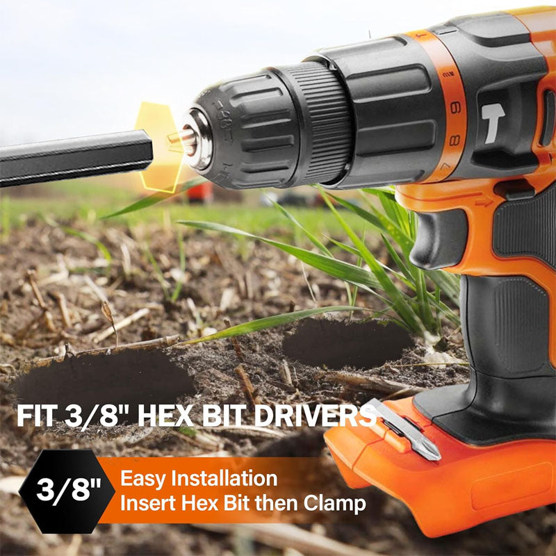 Auger Drill Bit for Planting Set of 4 for 3/8" Hex Drive Drill for Post Hole Digger Bulb Bedding Digging Plant Rapid Planter