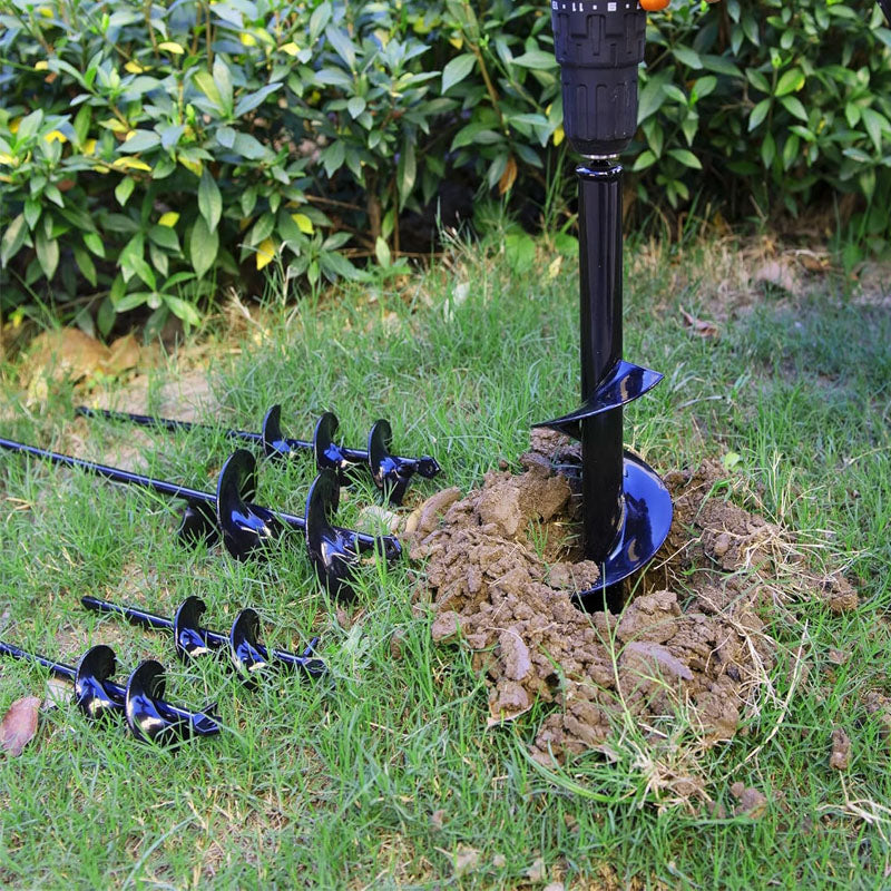 Auger Drill Bit for Planting Set of 4 for 3/8" Hex Drive Drill for Post Hole Digger Bulb Bedding Digging Plant Rapid Planter