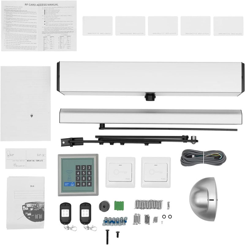 Automatic Gate Opener 50W Low Energy Handicap Door Opener 110-240V with 2PCS Remote Controller and Push Buttons