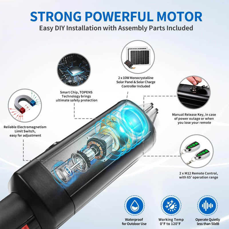 Automatic Gate Opener A3S Automatic Solar Gate Opener Single Swing Gate Opener with Remote Control Kit