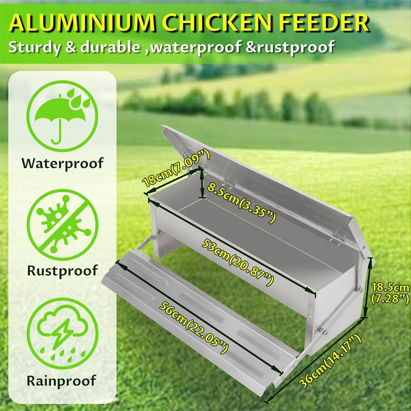 Automatic Poultry Feeder 10 lbs Capacity Chicken Feeders No Waste with Lid Weatherproof