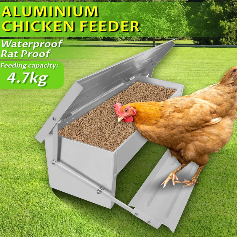Automatic Poultry Feeder 10 lbs Capacity Chicken Feeders No Waste with Lid Weatherproof