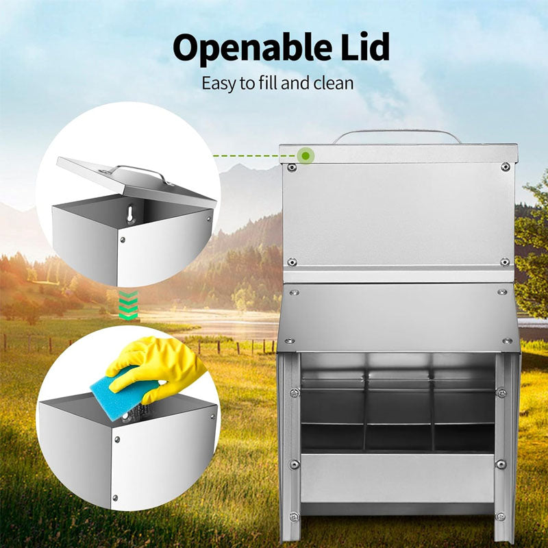 Automatic Poultry Feeder 11.5 Lbs Capacity Hanging Chicken Feeder with Lid Weatherproof Outdoor Coop Food Dispenser for Duck Chicken