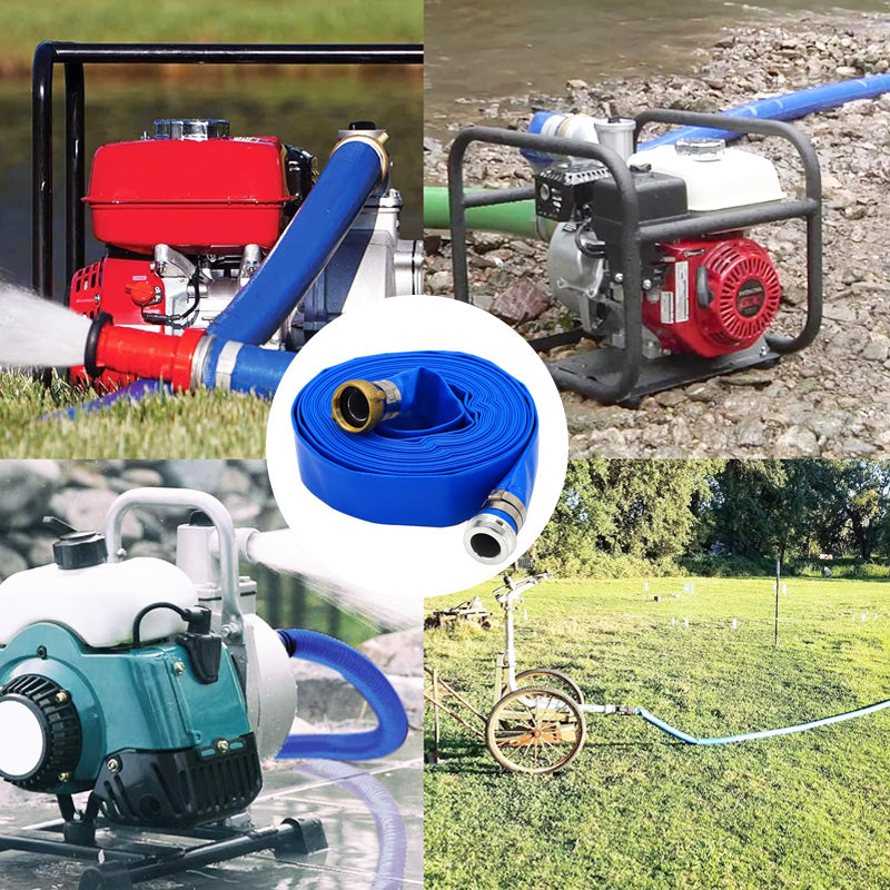 2 Inch ID × 50 Feet Pool Backwash Hose, Blue PVC Lay Flat Drain Pump Hose For Swimming Pool Draining And Cleaning Filter