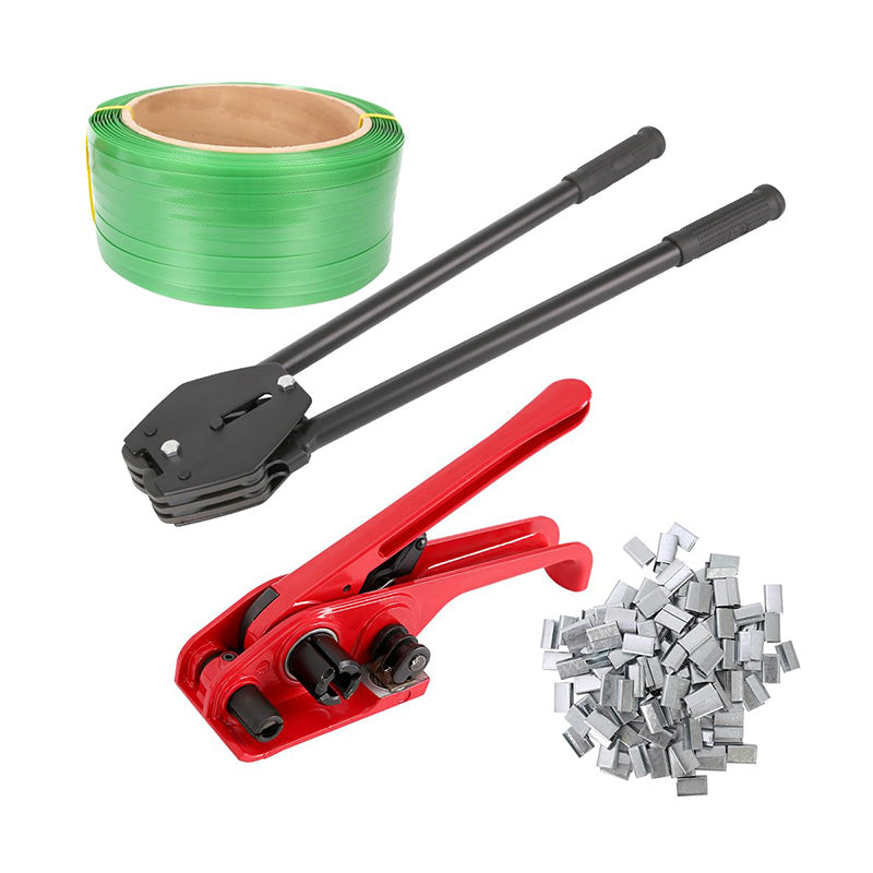 Heavy Duty Strapping Machine Packaging Strapping Pallet Banding Kit with Poly Strapping Tensioner Banding Sealer Tool, Packaging Strapping Banding Roll