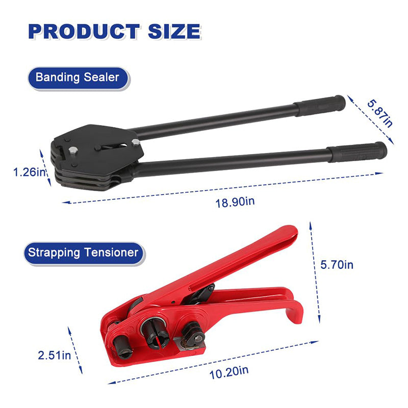 Heavy Duty Strapping Machine Packaging Strapping Pallet Banding Kit with Poly Strapping Tensioner Banding Sealer Tool, Packaging Strapping Banding Roll