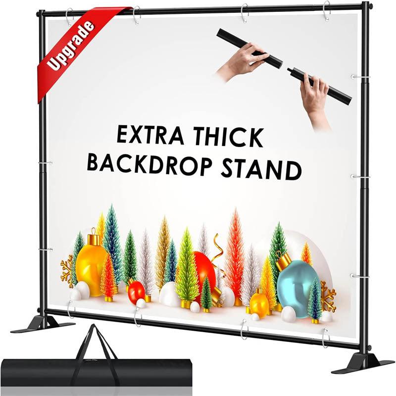 4x7-8x10 FT Extra Thick Backdrop Banner Stand Adjustable Height and Width Portable Banner Stand with Carrying Bag