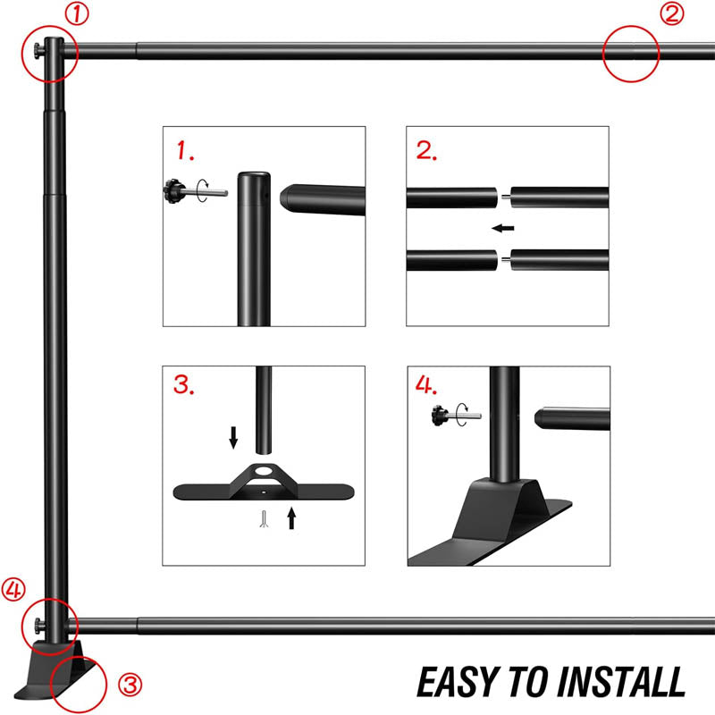 4x7-8x10 FT Extra Thick Backdrop Banner Stand Adjustable Height and Width Portable Banner Stand with Carrying Bag