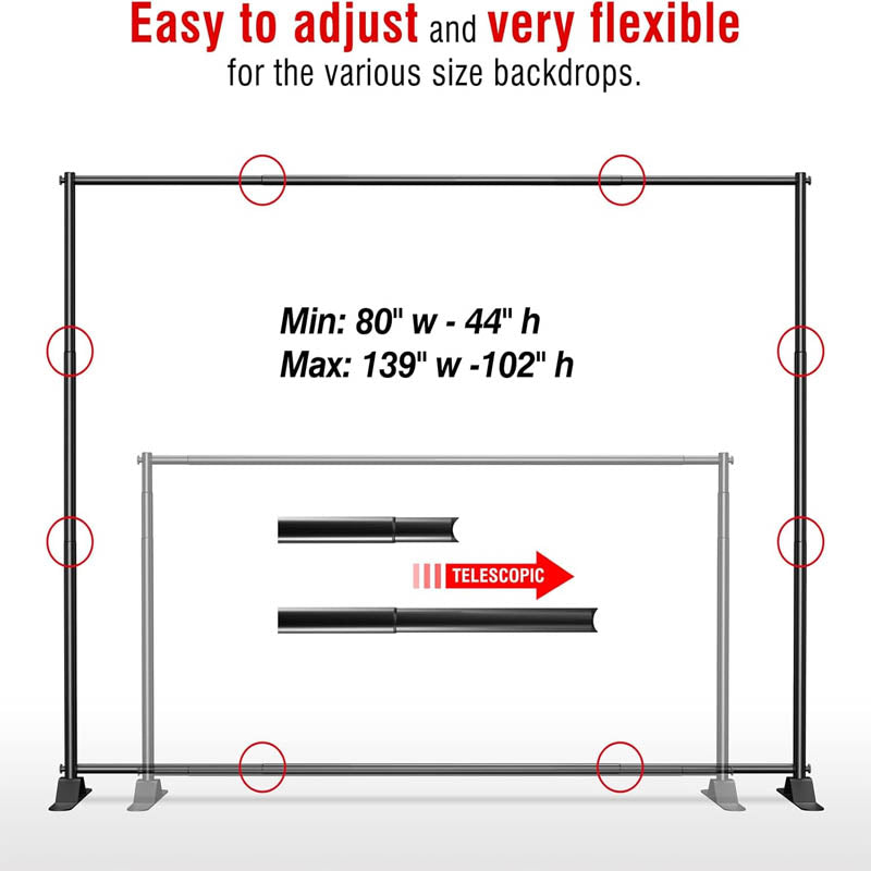 4x7-8x10 FT Extra Thick Backdrop Banner Stand Adjustable Height and Width Portable Banner Stand with Carrying Bag