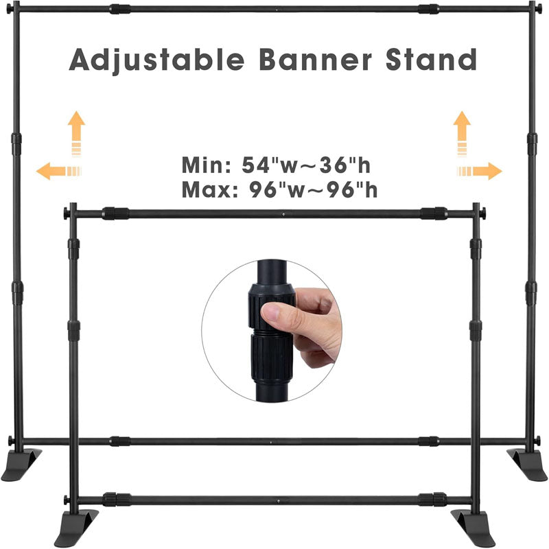 8 x 8ft Banner Stand Heavy Duty Backdrop Banner Stand Adjustable Telescopic for Parties Wedding Photo Booth Trade Show