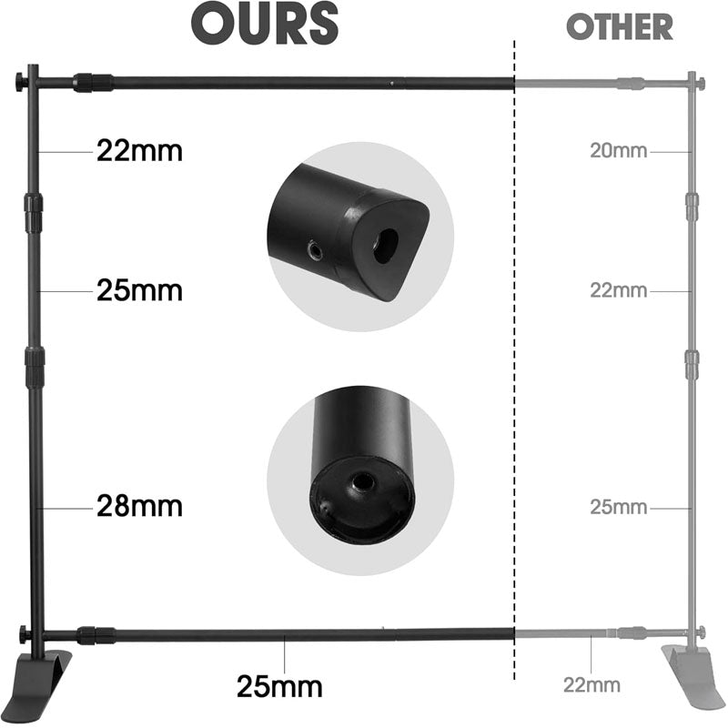 8 x 8ft Banner Stand Heavy Duty Backdrop Banner Stand Adjustable Telescopic for Parties Wedding Photo Booth Trade Show