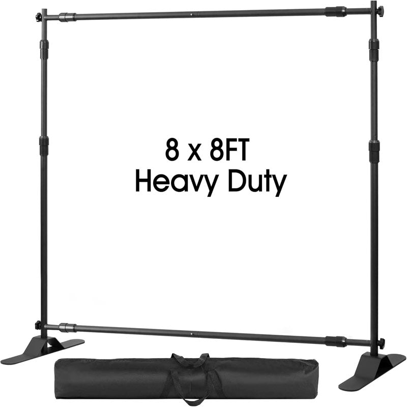 8 x 8ft Banner Stand Heavy Duty Backdrop Banner Stand Adjustable Telescopic for Parties Wedding Photo Booth Trade Show
