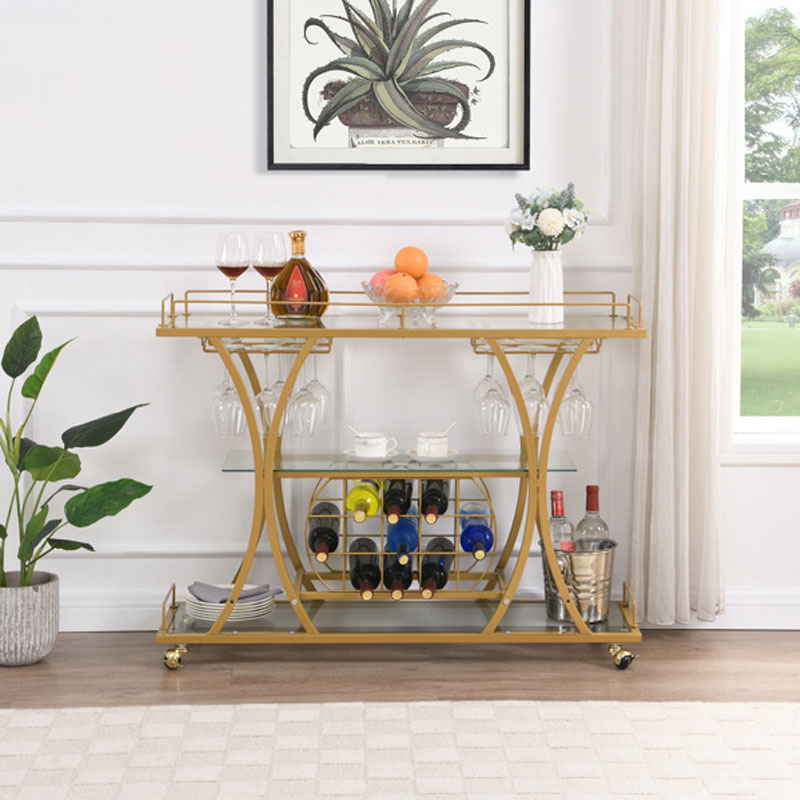 Modern Dining Cart Champagne Wine Rack Mobile Trolley, Home Wine Racks